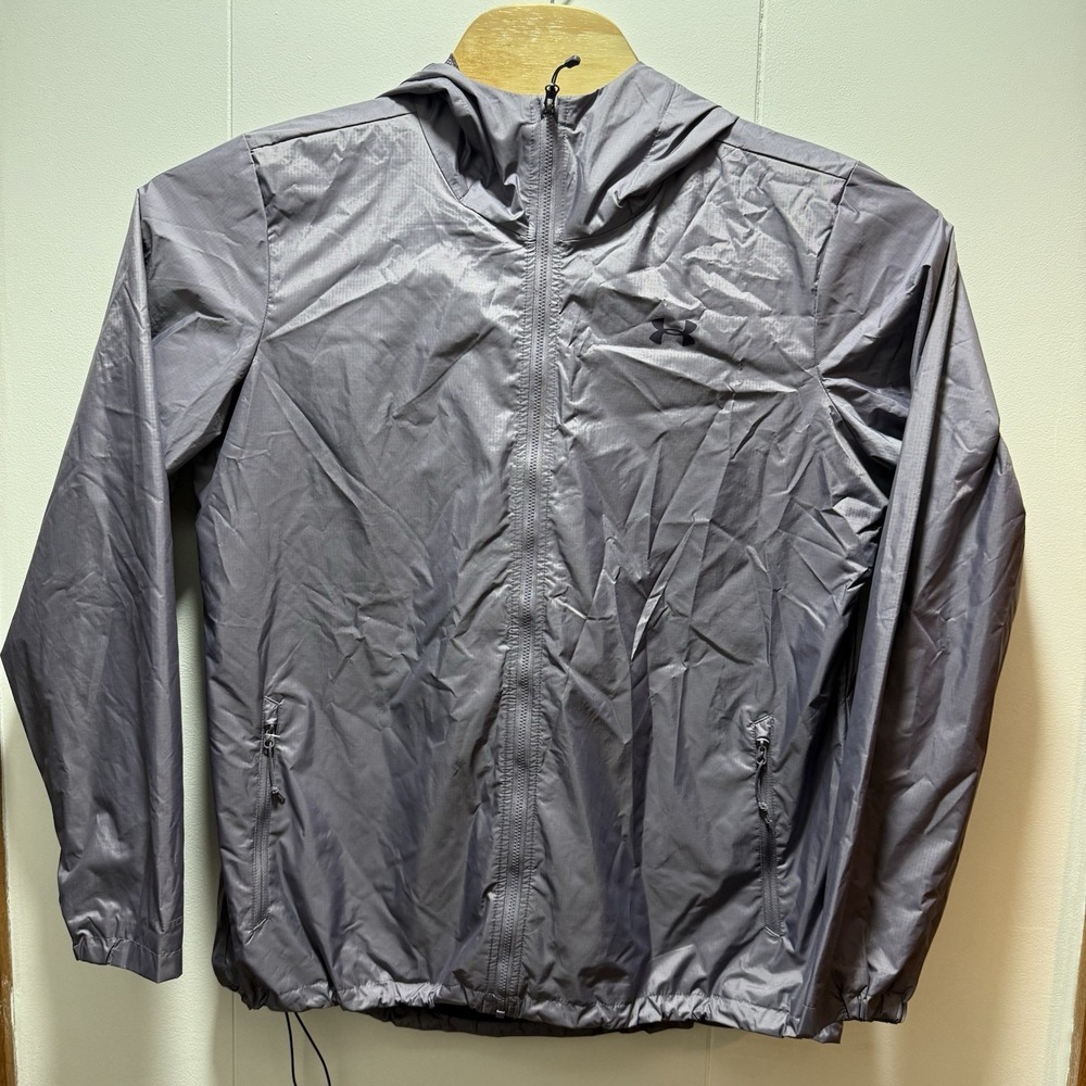 Under Armour Jacket Womens Size XL Fitted Hooded Full Zip Nylon Windbreaker